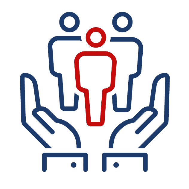 Hands supporting figures symbolizing family caregiver support and personalized veteran care services in Clinton County.